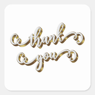 Adesivo Quadrado Moderna Tipografia Dourada Obrigado 