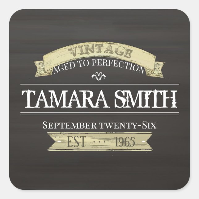 Adesivo Quadrado Moderno Aniversário à Perfeição Dourado Minimalist (Frente)