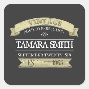 Adesivo Quadrado Moderno Aniversário Idade para Perfeição Dourada M