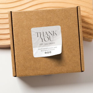 Adesivo Quadrado Moderno, Bold Font, Obrigado pelo seu pedido