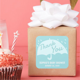 Adesivo Quadrado Moderno Chá de fraldas Da Chuva De Guarda-Chuva Ob