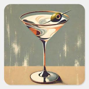 Adesivo Quadrado Moderno de Meados do Século 1 Pintura de Martini d