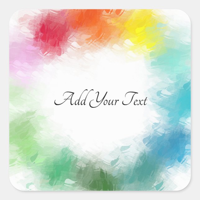 Adesivo Quadrado Moderno de Script de Modelo Colorida Personalizado (Frente)