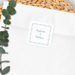 Adesivo Quadrado Moderno do Casamento Minimalista Obrigado Dusty Bl<br><div class="desc">Design moderno minimalista e chic Wedding apresenta os noivos da noiva e do noivo em um design moderno com uma dupla borda em azul empoeirado sobre fundo branco. A design moderna é simples e chique. Personalize os detalhes do casamento com seus nomes em roteiro azul. Certifique-se de ver o link...</div>