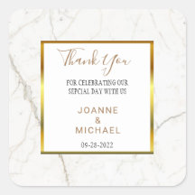 Moderno Dourado Casamento Marble Obrigado A Favor