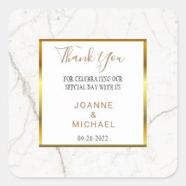 Adesivo Quadrado Moderno Dourado Casamento Marble Obrigado A Favor