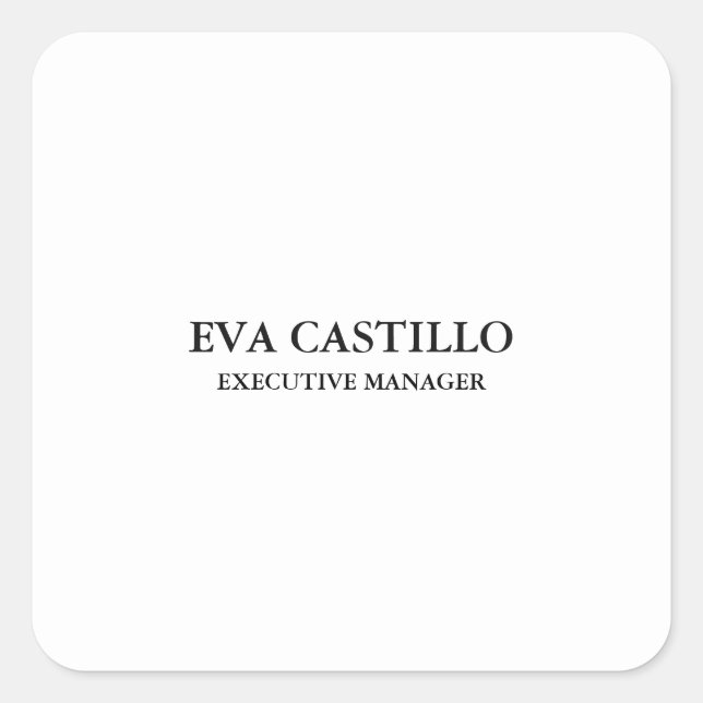 Adesivo Quadrado Moderno Elegante Simples Gerente Fashion  (Frente)