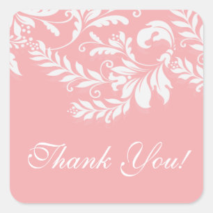 Adesivo Quadrado Moderno Leaf Damask Obrigado Cartaz