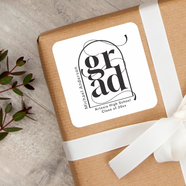 Adesivo Quadrado Moderno Minimalista Arco Preto Graduação Negrito (Criador carregado)