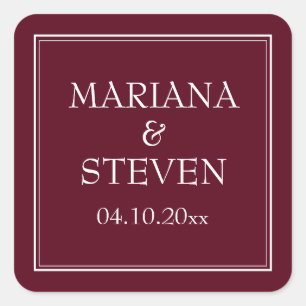 Adesivo Quadrado Moderno Minimalista de Borda Burgundy