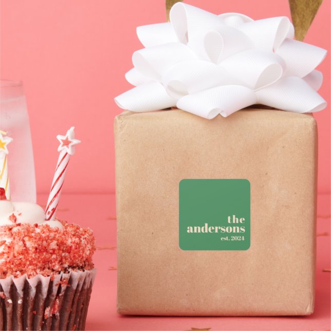 Adesivo Quadrado Moderno minimalista retrô verde (Festa)