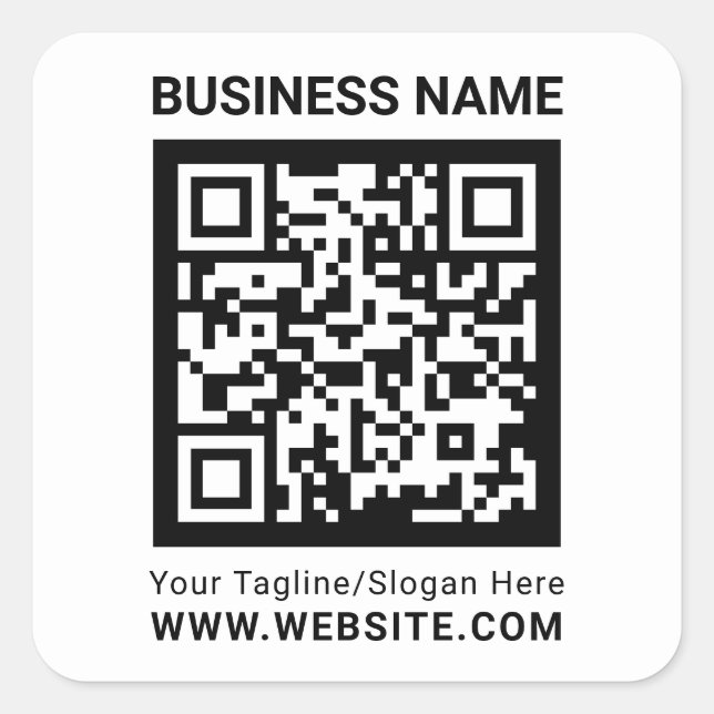 Adesivo Quadrado Moderno mínimo profissional de código QR personali (Frente)