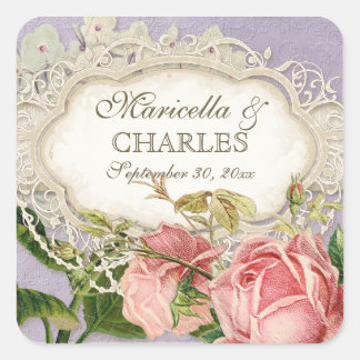 Adesivo Quadrado Moderno Vintage Lace Tea Stainea Hydrangea n Rosas