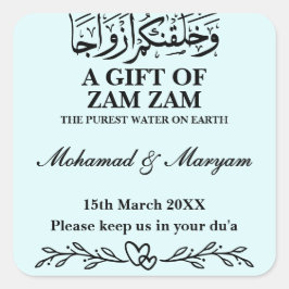 Adesivo Quadrado Moderno Zam Water Nikah Muslim Weding Favor
