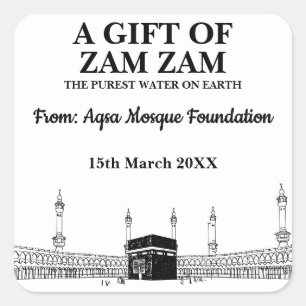 Adesivo Quadrado Moderno Zam Zam Muçulmano Water Hajj Umrah Gift