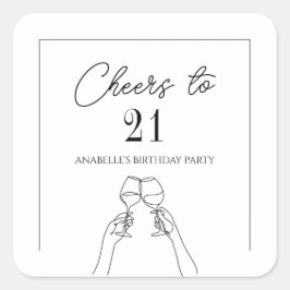 Adesivo Quadrado Modernos elegantes para 21 anos
