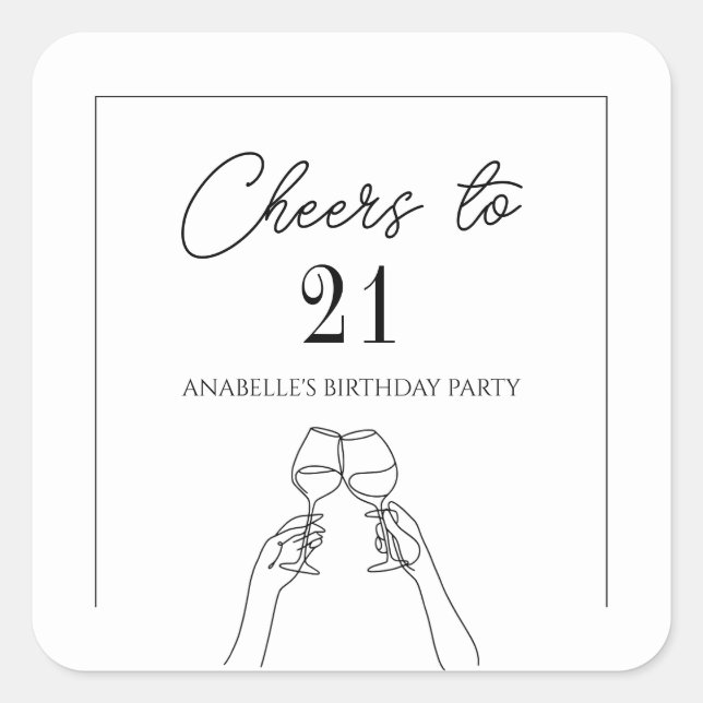Adesivo Quadrado Modernos elegantes para 21 anos (Frente)