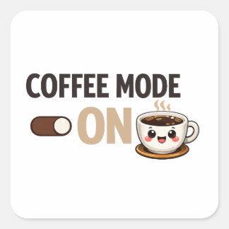 Adesivo Quadrado Modo Café Ativado Tipografia Minimalista