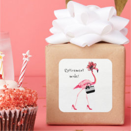 Adesivo Quadrado Modo de aposentadoria! Chic Classy Pink Flamingo