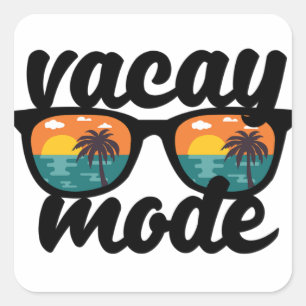 Adesivo Quadrado Modo de Férias Design de Verão