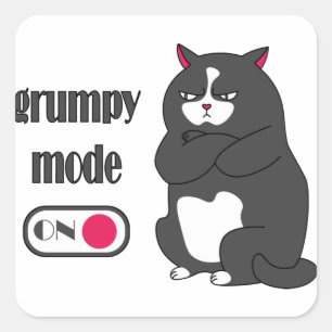 Adesivo Quadrado Modo rabugento em gato gordo engraçado