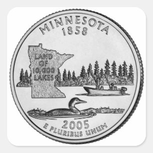 Adesivo Quadrado Moeda Comemorativa do Estado de Minnesota