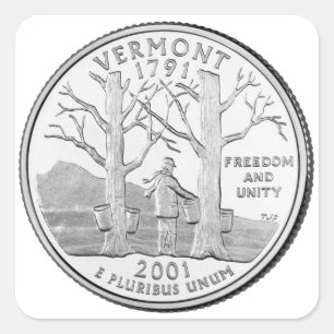 Adesivo Quadrado Moeda comemorativa do estado de Vermont
