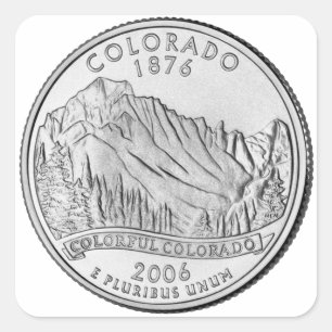 Adesivo Quadrado Moeda comemorativa do estado do Colorado