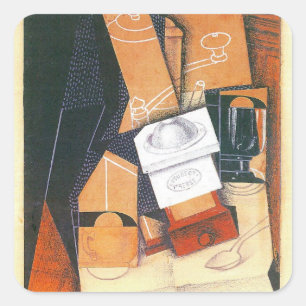 Adesivo Quadrado Moedor de Café por Juan Gris, Arte Cubista Vintage