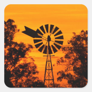 Adesivo Quadrado Moinho de vento ao pôr do sol, Austrália