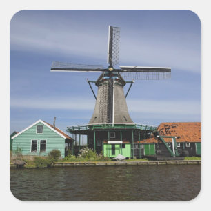 Adesivo Quadrado Moinho de vento, Zaanse Schans, Holanda, Países Ba
