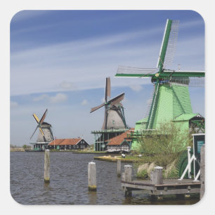 Adesivo Quadrado Moinho de vento, Zaanse Schans, Holanda, Países Ba
