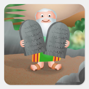 Adesivo Quadrado Moisés e os Dez Mandamentos da Bíblia