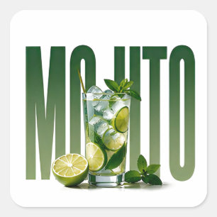 Adesivo Quadrado Mojito Luxo Gráfico Editorial de Coquetel