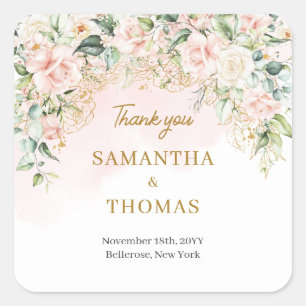 Adesivo Quadrado Mola aquosa, flores borbulhadas eucalipto ouro