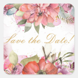 Adesivo Quadrado Moldura de flor rosa PERSONALIZADA