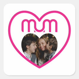 Adesivo Quadrado Moldura de foto Pink MUM Love