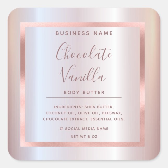 Adesivo Quadrado Moldura de rosa de folha de folhas moderna minimal (Frente)