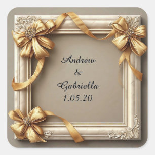 Adesivo Quadrado Moldura Decorativa Marfim Elegante Casamento