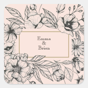 Adesivo Quadrado Moldura floral antiga gravada