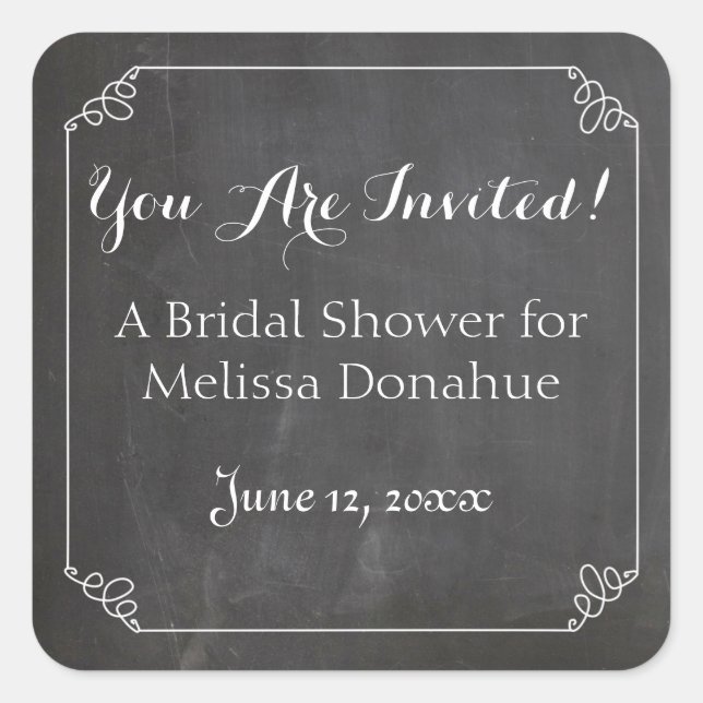 Adesivo Quadrado Moldura Flourish, Chá de panela (Frente)