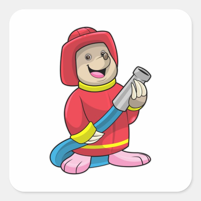 Adesivo Quadrado Mole as Firefighter with Hose (Frente)