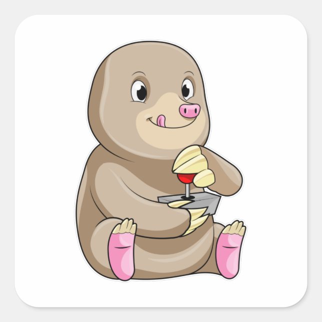 Adesivo Quadrado Mole como jogador com Joystick (Frente)