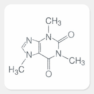 Adesivo Quadrado Molécula de Cafeína para Amantes de Café