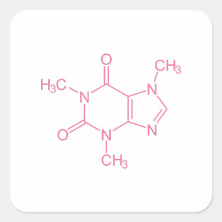 Adesivo Quadrado Molécula de cafeína rosa