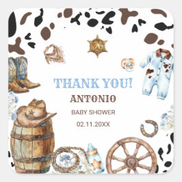 Adesivo Quadrado Moleque elegante de aquarela Pequeno Cowboy RodePa