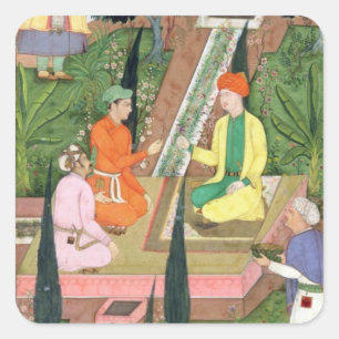 Adesivo Quadrado Molhe jardins, do álbum de Clive (gouache no pa