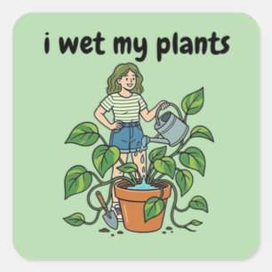 Adesivo Quadrado Molhe Minhas Plantas Caneca de Café Botânico Diver