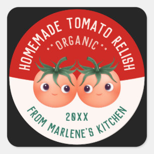 Adesivo Quadrado Molho de Tomate Caseiro Receita de Conservas