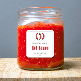 Adesivo Quadrado Molho Picante Caseiro | Rótulo de Molho de Pimenta